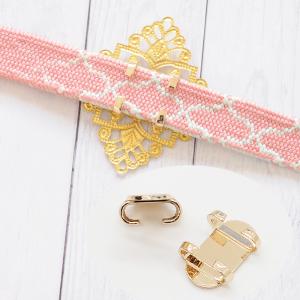 平組用 帯留め 金具 全8種 ■ 帯留 三分紐 パーツ 帯飾り 帯締め 台座 着物 晴れ着 金属 シルバー ゴールド 七五三 成人式 結婚式 ■