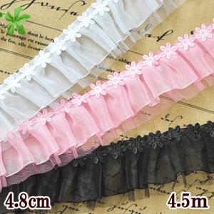 訳あり ラッセルフリルギャザーレース 48mm幅 約4.5ｍ