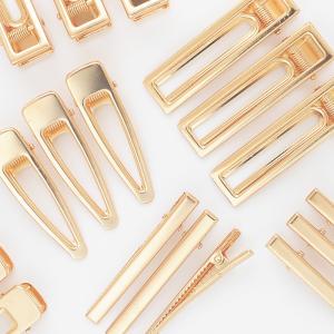 ヘアクリップ 6個セット 大きめ ■ リボン パーツ 前髪 花 パール ヤットコピン レジン ゴールド ヘアアクセサリー ヘアピン 髪留め ■