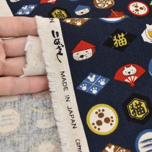 生地 布 布地 綿麻 キャンバス 家紋!猫 ■...の詳細画像2