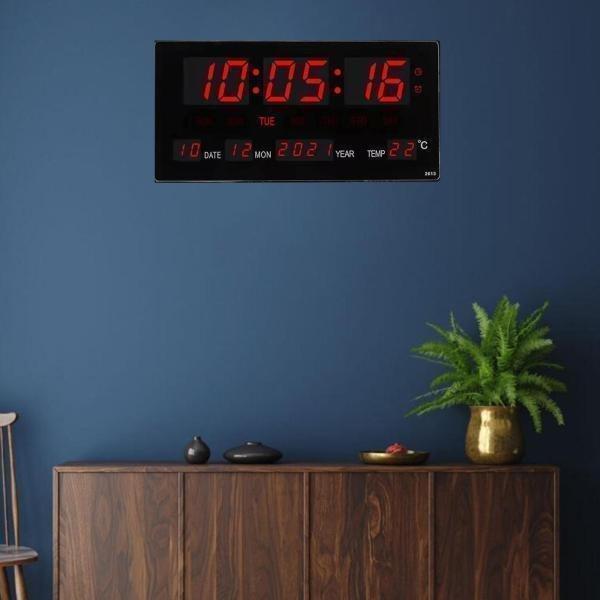 大画面デジタル壁掛け時計LEDディスプレイホームW ￥/温度目覚まし時計