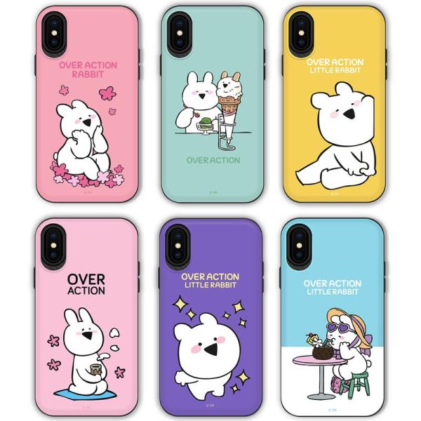 iPhone XS / X ケースすこぶる動くウサギ スライド式 カード収 ケース アイフォン カバ...