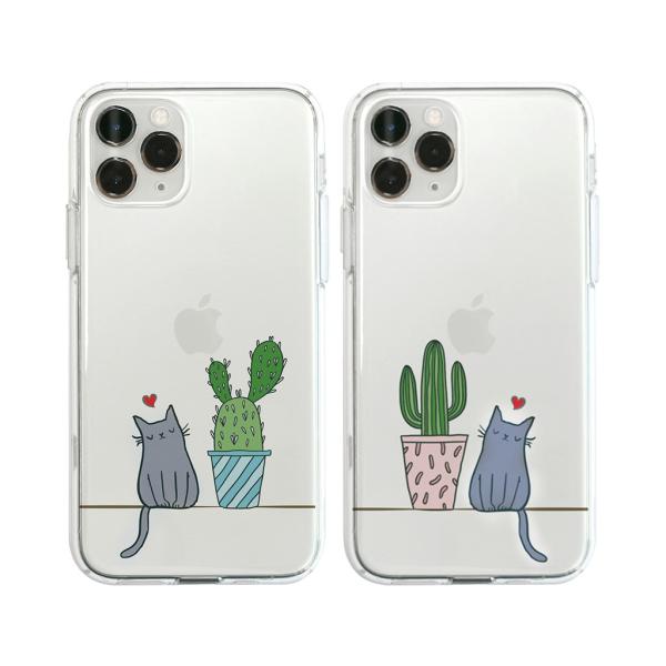 iPhone 11 Pro Max ケース Dparks ソフトクリアケース 猫とサボテン （ディー...