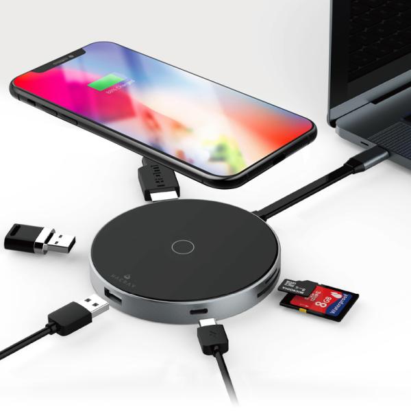 USB-Cハブ ワイヤレス充電器 Hacray 7in1 USB-C Hub + Qi Wirele...
