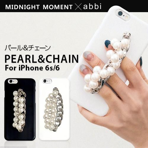 iPhone6s/6 ケース パール＆チェーン カバーmidnight moment ｘ abbi ...