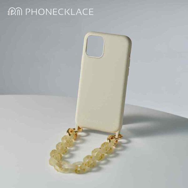 ストラップ＆ケース ハンドチェーンストラップ付き 「アイボリー」 シリコンケース for iPhon...