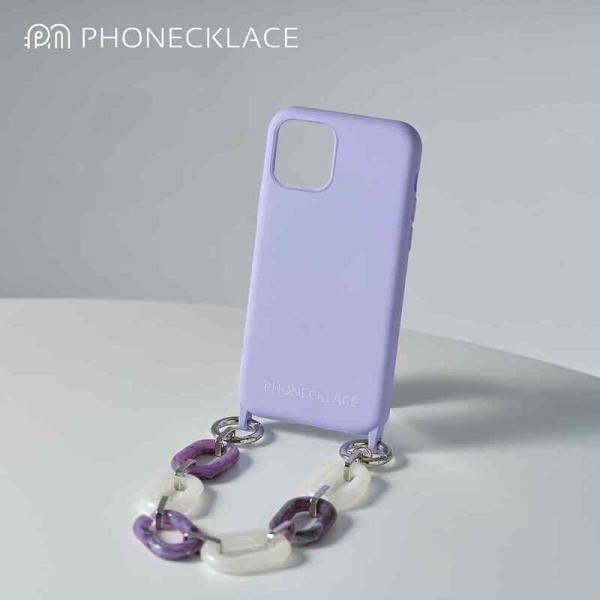 ストラップ＆ケース ハンドチェーンストラップ付き 「ラベンダー」 シリコンケース for iPhon...