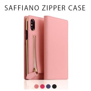 iPhone XS / X ケース SLG Design Saffiano Zipper Case 手帳型 本革アイフォン カバー レザー