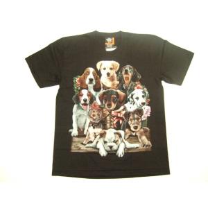 横浜最新 可愛い9匹のわんちゃん♪魅惑のＴシャツ黒 L, 送料無料92