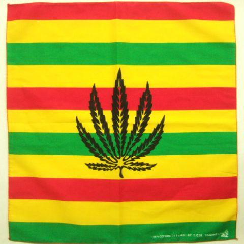 横浜最新 マリファナ ラスタカラーRasta fari☆魅惑のバンダナ marijuana メンズレ...