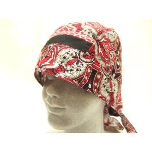 横浜最新 中世ペイズリー柄バンダナ♪魅惑のキャップ 赤 メンズレディース ４枚まで送料180円80z