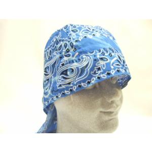 横浜最新 魅惑の中世ペイズリー柄バンダナ♪魅惑のキャップ 青 メンズレディース ４枚まで送料180円...