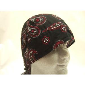 横浜最新 中世ペイズリー柄バンダナ♪魅惑のキャップ 黒/赤 メンズレディース ４枚まで送料180円D...