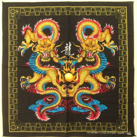 横浜最新 龍Dragon☆魅惑のドラゴンバンダナ 黒 メンズレディース 同梱4枚まで送料180円80...