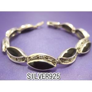 横浜最新 シルバーSILVER925♪魅惑の銀マーカサイト ブレスレット 19センチ 22.9ｇ 巾...