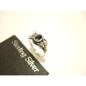 横浜最新 シルバー925SILVER銀ピンキーリング♪魅惑の花の紋様 1〜6号 ブラック 送料無料指...