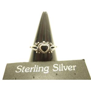 横浜最新 シルバー925SILVER銀ピンキーリング♪魅惑のハート ブラック 1〜8号 メンズレディ...
