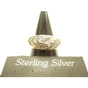 横浜最新 シルバー925SILVER 銀♪魅惑の立体波紋柄 マーカサイトリング 10〜11号 メンズ...