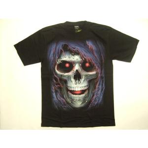 横浜最新 夜光 ラメピアスドクロ ドアップ柄♪魅惑のＴシャツPiasu Skull L 送料無料31...