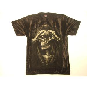 横浜最新 ハートポーズドクロスカール 黒絞り柄♪魅惑のＴシャツ Skull L 送料無料33p1
