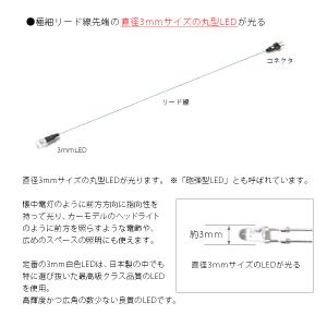 丸型3mmLEDランプ 白(高輝度) ロングサ...の詳細画像1