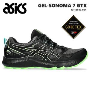 アシックス 防水 トレイルランニングシューズ メンズ asics GEL-SONOMA 7 GTX 1011B593-004 Black/Illuminate Green アウトドア トレイル ウォーキン