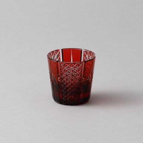 江戸切子 クリスタル ぐい呑み 赤紫 根本達也作 杯 盃 日本酒 冷酒 ギフト プレゼント 還暦祝い...