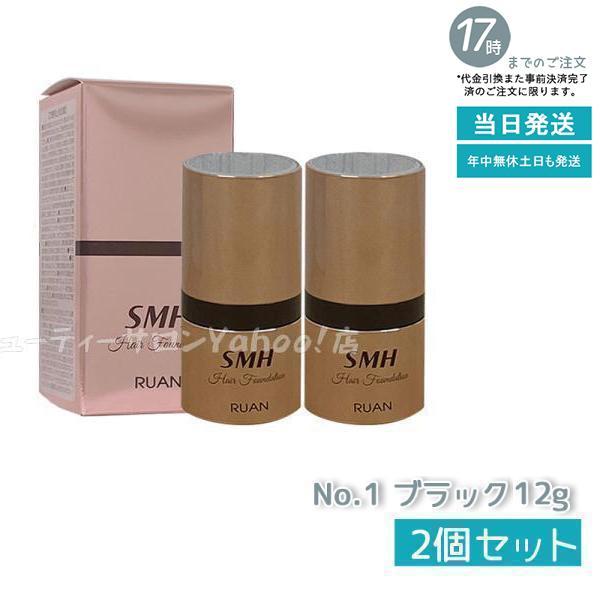 スーパーミリオンヘアー ルアン SMH ヘアファンデーション 12g No.1 ブラック 2個セット...