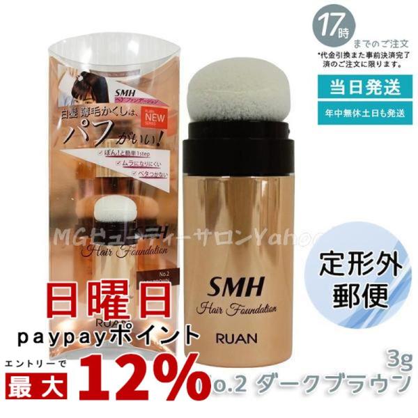 定形外郵便 ルアン SMH ヘアファンデーション 3g No.2 ダークブラウン 髪 頭 薄毛隠し薄...