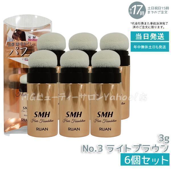 ルアン SMH ヘアファンデーション 3g No.3 ライトブラウン 6個セット 髪 頭 薄毛隠し ...