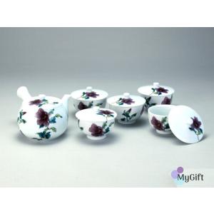 九谷焼 蓋付茶器 むくげ N137-02 急須　茶道具 茶器 お稽古用　ティーポット お茶 セット ...