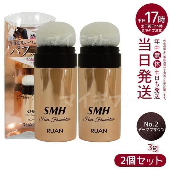 ルアン SMH ヘアファンデーション 3g No.2 ダークブラウン 2個セット 髪 頭 分け目 つ...