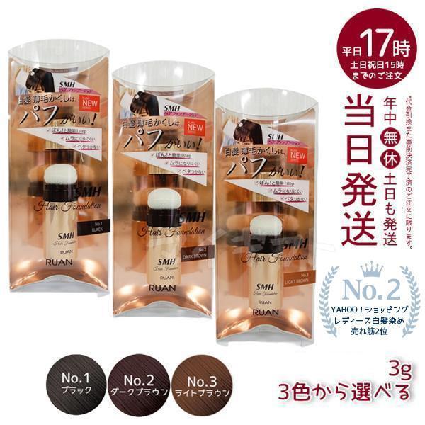 ルアン SMH ヘアファンデーション 3g No.1 ブラック No.2 ダークブラウン No.3 ...