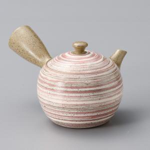 急須 きゅうす ティーポット 常滑焼急須 深蒸し急須/小さい急須 中丸形ハケメピンク急須 ギフト プ...