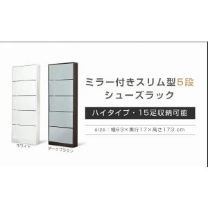 【5段 鏡付きタイプ】シューズラック 薄型 下...の詳細画像2