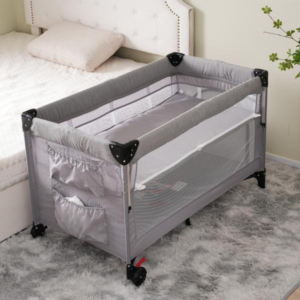 プレイヤード　ベビーサークル 折りたたみ 添い寝  サイド高さ調整可能