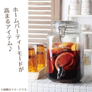 送料無料 ガラス製 ジャグ ドリンクサーバー 蛇口付き 透明 4L