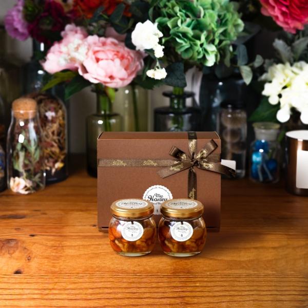 【MYHONEY公式】マイハニー ナッツの蜂蜜漬けM(80g)×2/ブラウンギフトボックス(S)+M...