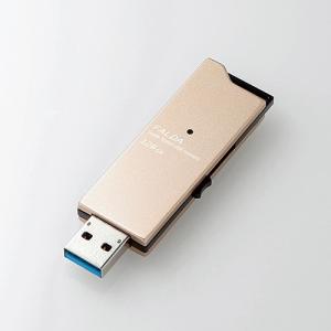 高速USB3.0メモリ　スライドタイプ　128GB　最大210MB/s　ゴールド｜myoffice