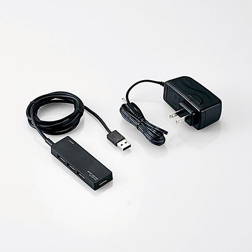USB2.0ハブ　ACアダプタ付　ブラック