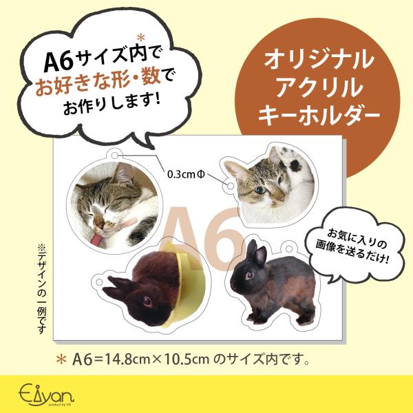 アクリルキーホルダー　キーホルダー　オリジナル　ペット　写真　イラスト　アクリル　A6　好きな数　好...