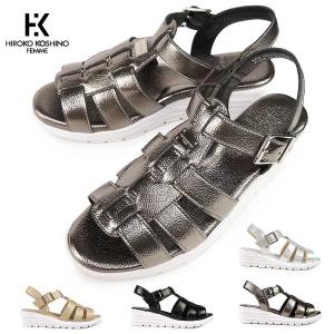 3E 幅広 ワイド ヒロココシノファム レディース HIROKO KOSHINO FEMME 屈曲性のある6cmウェッッジソールサンダル サンダル 靴 シューズ コンフォート ホワイト 白 ブラック 黒 シルバー ゴールド 送料無料 HIROKO KOSHINO FEMME HRL5000 3E 幅広 ワイド ヒロココシノファム レディース HIROKO KOSHINO FEMME