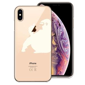 iPhoneXS/X iPhoneXs Max iPhoneXR ワイヤレス充電対応 アイフォン クリア 透明 スマホ ケース ゴリラ イケメン ホワイト｜mysma