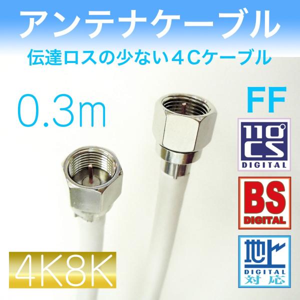 アンテナケーブル 【０.３ｍ】　両端F型接栓付き