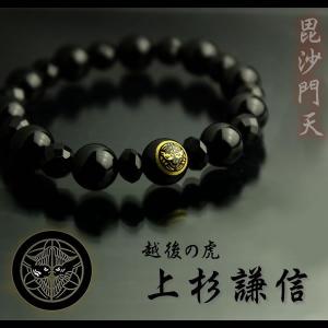 戦国ブレスレット 上杉謙信 毘沙門天 オニキス 天然石 パワーストーン