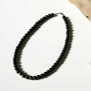 ネックレス メンズ ウッド 黒檀 エボニー 8mm 木製 木 アクセサリー 黒 