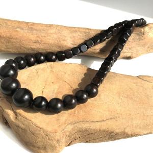 ネックレス メンズ ウッド 黒檀 エボニー 8mm 木製 木 アクセサリー 黒 