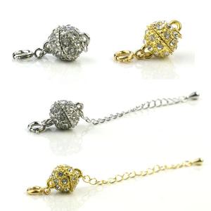 楽々装着　クリスタル 　マグネット留め具 アジャスター付　ネックレス レディース パーツ マグネットスクラブ