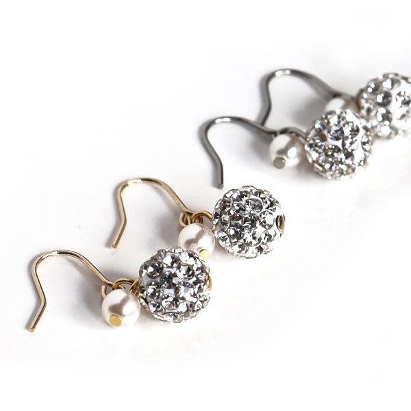 レディース ピアス スワロフスキー パール パヴェボール  シンプル レディース　アクセサリー