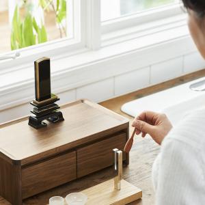 家具といのり 仏壇 想いの引出し ワイド(ブラウン) コンパクト仏壇 小型仏壇 ミニ仏壇 ペット用仏壇 仏具 シンプル おしゃれ 和モダン 日本製